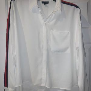 top shop white button top